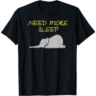  เสื้อยืด เสื้อยืดโอเวอร์ไซส์ธรรมดา2021 ช้าง หญิง Funny Sleeping Elephant Pajama T-shirt For Bedtime T-Shirt discount เส