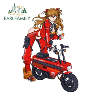 Earlfamily สติกเกอร์ Asuka Langley x Honda Motocompo 13 ซม. x 8.7 ซม. สําหรับติดตกแต่งรถยนต์ รถเข็น รถจักรยานยนต์ แล็ปท็อป