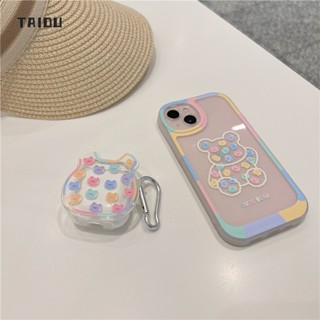 TAIDU ที่ครอบหูฟัง Airpods รูปหมีสีลูกกวาด เหมาะสำหรับหูฟังบลูทูธไร้สายรุ่น Apple 1/2/3 ซิลิโคนนิ่ม