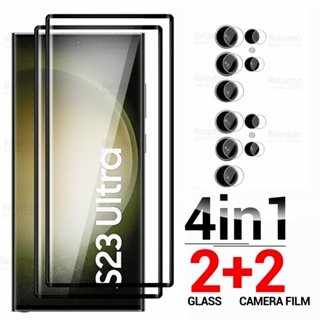 ฟิล์มกระจกนิรภัยกันรอยหน้าจอ 4in1 สําหรับ Samsung Galaxy S23 Ultra Samung S 23 Ultra S23Ultra S918B