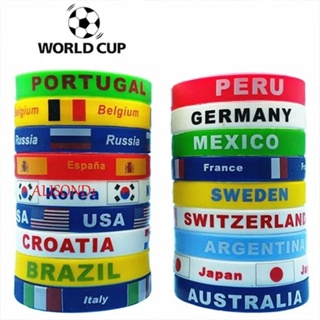 Alisond1 2022 Qatar World Cup สร้อยข้อมือฟุตบอล ยาง อินเทรนด์ใหม่ Argentina Spectator Cheer Up Football Movement Mascot Wristband