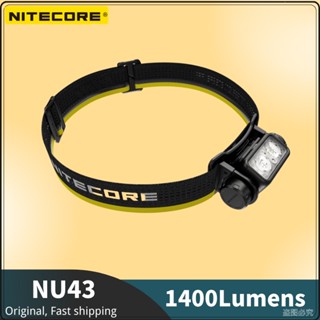 Nitecore NU43 ไฟฉายสวมศีรษะ แบบชาร์จไฟได้ สีขาว และสีแดง แบตเตอรี่ในตัว 3400mAh สําหรับตั้งแคมป์กลางแจ้ง