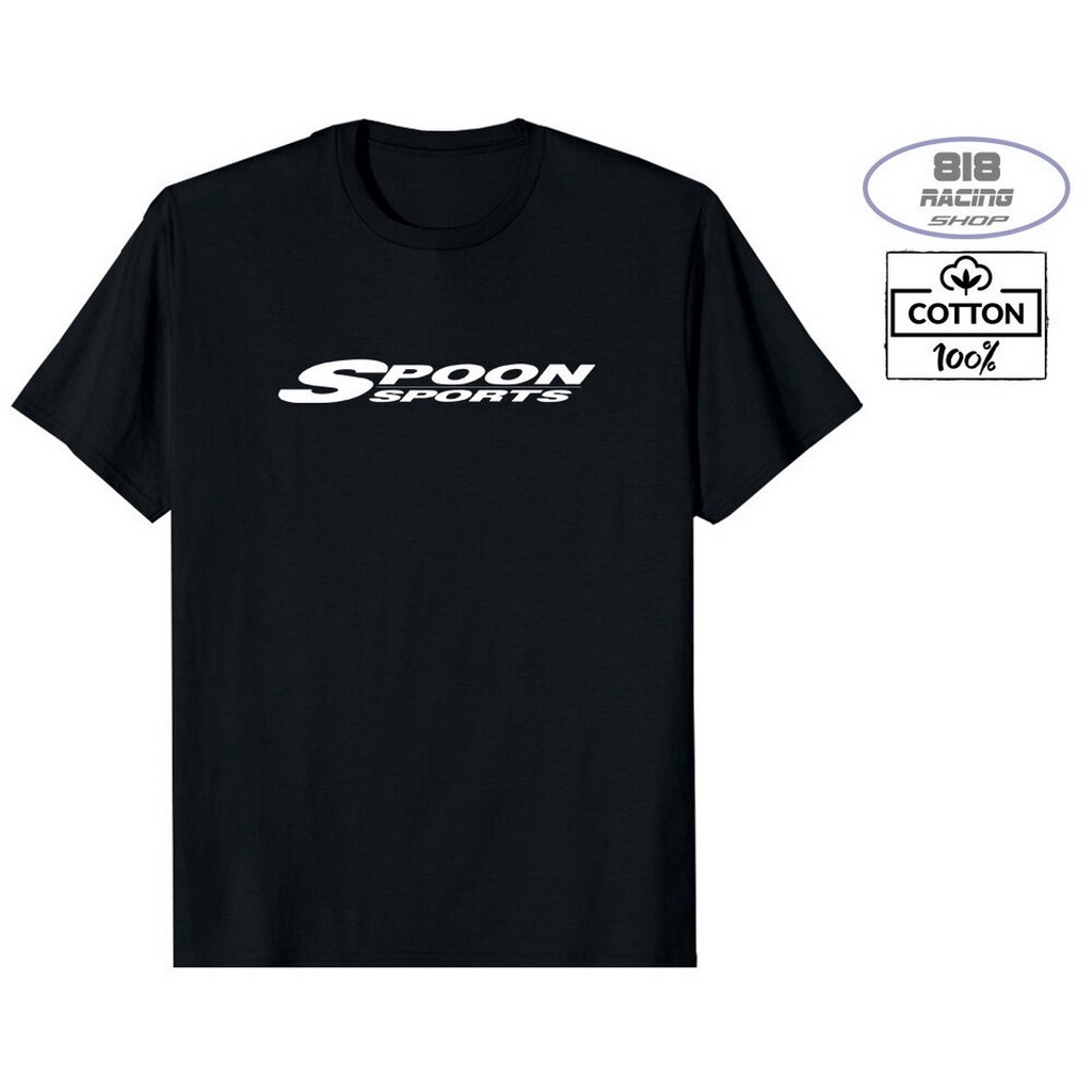 สตรีทแฟชั่น-เสื้อยืด-racing-sport-black-cotton-100-spoon-sports-คอกลม