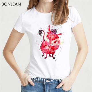 [Hot]۞❁✴HAKUNA MATATA shirt graphic tees women watercolor the lion king print female t-shirt harajuk_01
