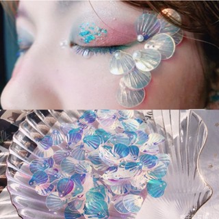 Fish scale shell makeup sequins pearl eye makeup mackerel tears Han costumes photo-photos of Halloween face bright drill outfit