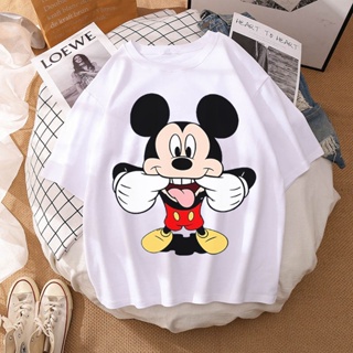 Woman Summer New 2022 Hot Cartoon Disney Mickey And Friends Minnie Mouse Leopard Bow T-Shirt Short Sleeve Teen Tops_03