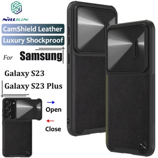 Nillkin เคสโทรศัพท์หนัง TPU กันกระแทก ป้องกันเลนส์กล้อง สีดํา สําหรับ Samsung Galaxy S23 S23+ Plus