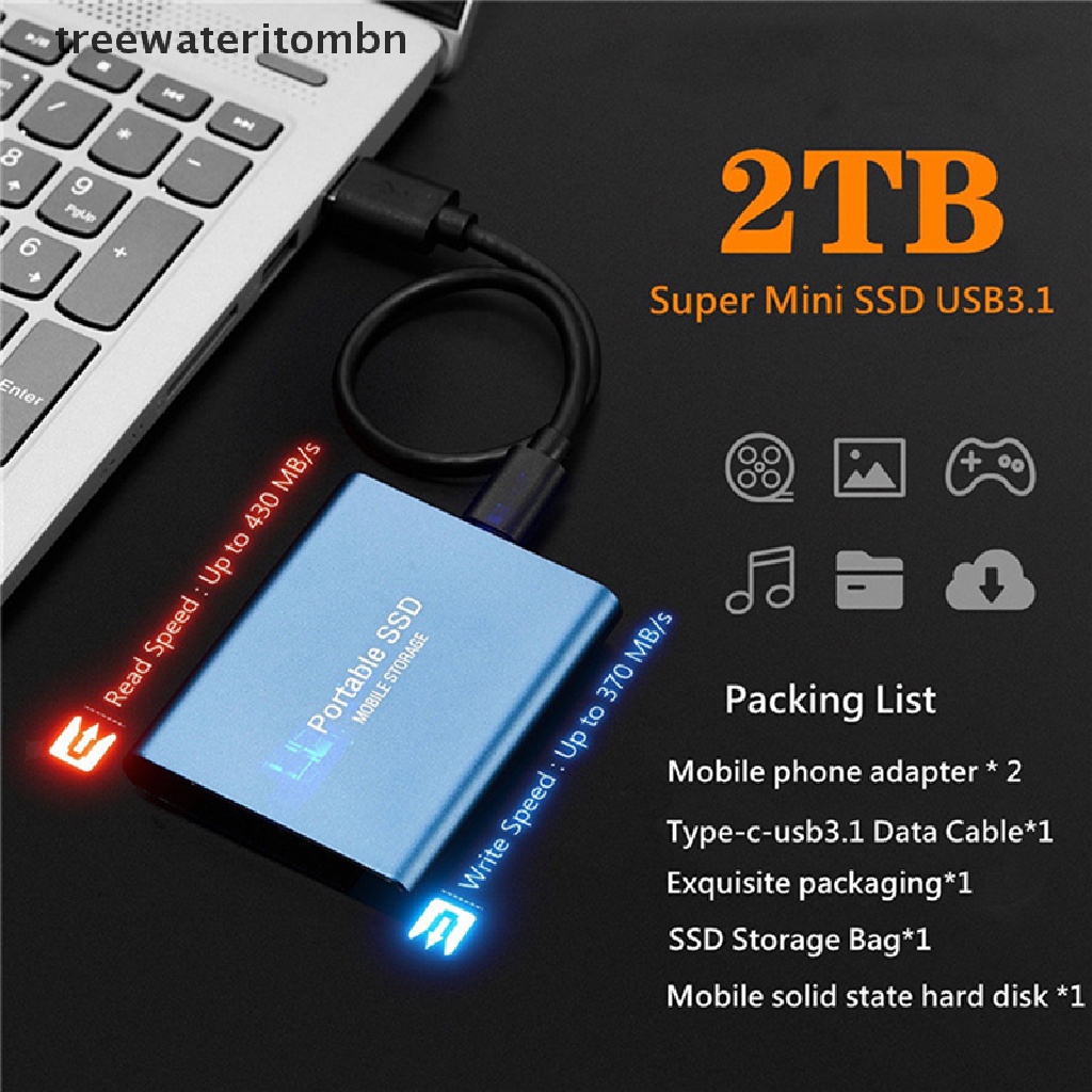 ภาพสินค้า(Tt) ฮาร์ดดิสก์มือถือ SSD 4TB 2TB 1TBGB Type C USB3.1 แบบพกพา จากร้าน treewateritombn.th บน Shopee ภาพที่ 1