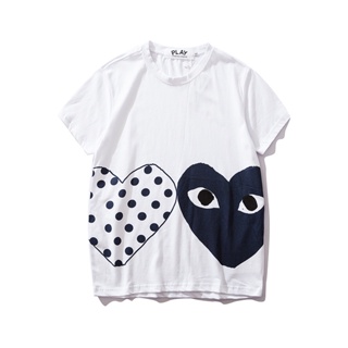 ❤❀ [พร้อมส่ง] ❤ Cdg เสื้อยืดแขนสั้นลําลอง ผ้าฝ้ายแท้ พิมพ์ลายหัวใจ สีแดง สําหรับคู่รัก