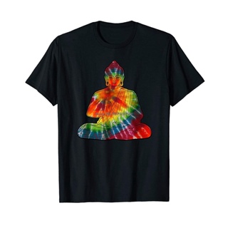 Meditating Buddha Rainbow Tie Dye Cute Unique Gift T-Shirt Men Cotton O-neck Tshirt Hip Hop Tees Streetwear Harajuk_04