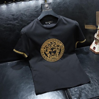 Versace เสื้อยืดแขนสั้น ปักลาย Medusa แฟชั่นฤดูร้อน สําหรับผู้ชาย 2022