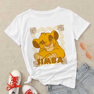 Couples  Vintage Womens T shirt The Lion King Simba Printed Aesthetic Clothes White Basic Tops_01