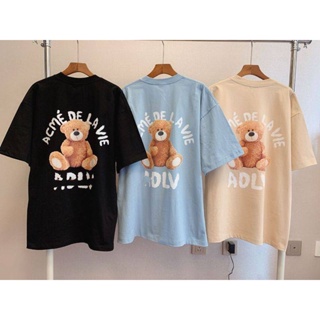 New Korea ADLV Men and Women Teddy Bear Oversized Short-sleeved T-shirts_02