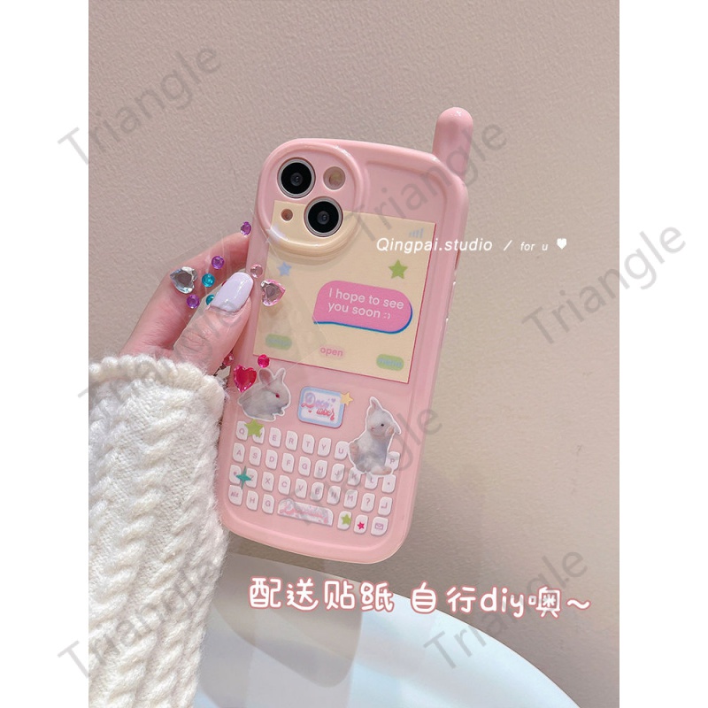 เคสป้องกันโทรศัพท์มือถือ-ลายกระต่าย-สีชมพู-กันกระแทก-สําหรับ-iphone-14pro-max-13-12-11