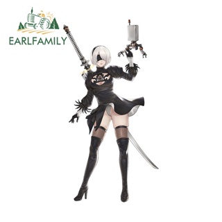Earlfamily สติกเกอร์กันน้ํา 13 ซม. x 6.8 ซม. สําหรับรถยนต์ 2B NieR:Automata Lovely Girl Hatchback