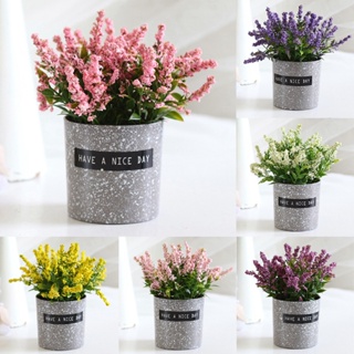 【AG】1Pc Fake Potted Flower Realistic Plastic Artificial Lavender for Office Desktop Balcony