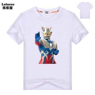 JK Boys Cartoon Ultraman Hero เสื้อยืดแขนสั้น Summer Cotton Tops Tee Kids Fashion Clothes_05
