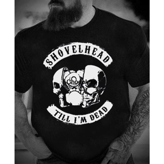 Cotton T-Shirt Shovelhead Till Im Dead Letter Print T Shirt Mechanic Motorbike T Shirt_07