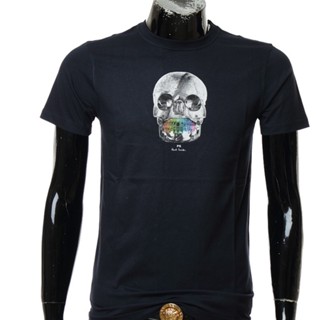 พร้อมส่ง เสื้อยืดแขนสั้น คอกลม ผ้าฝ้าย พิมพ์ลายหัวกะโหลก แฟชั่นสําหรับผู้ชาย