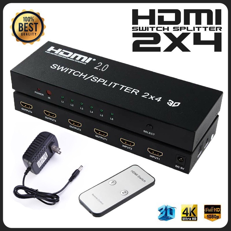 HDMI 4K*2K 2160P 3D 2x4 4x1 Quad Matrix HDMI Video Switch Splitter ...