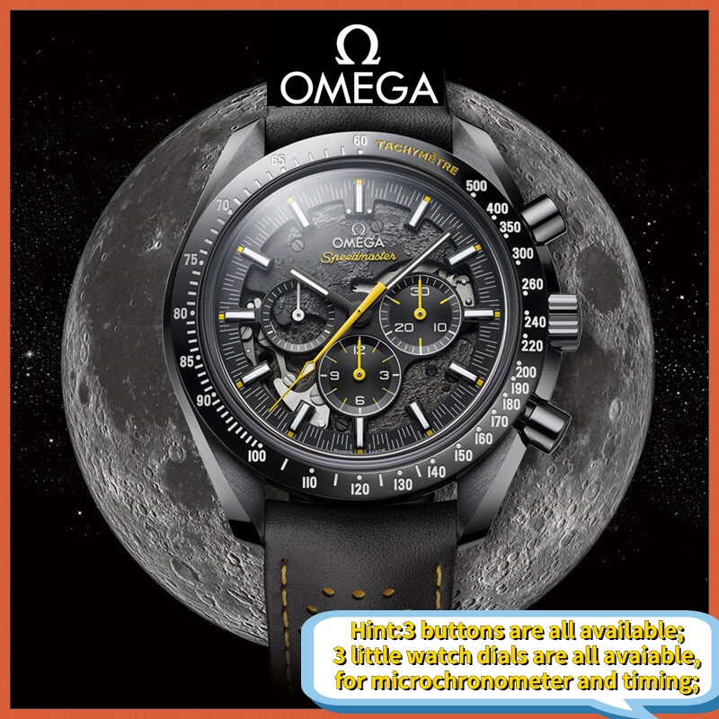 ภาพหน้าปกสินค้าSpeedmaster Apollo 8 นาฬิกาข้อมือ สายหนังเรืองแสง สไตล์คลาสสิก สําหรับผู้ชาย