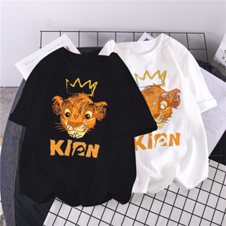 Tops เสื้อยืดผู้หญิง ulzzang Harajuku The Lion King พิมพ์เสื้อยืดฤดูร้อนใหม่ OVERSIZE หลวม Casual Women_05