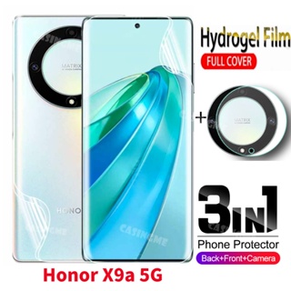 3in1 ฟิล์มไฮโดรเจลกันรอยหน้าจอ ด้านหลัง ไม่ใช่กระจกนิรภัย สําหรับ Honor X9a 5G 2023 Honor X9a X9 X8 X8A HonorX9 5G 2023