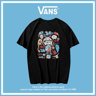 Vans Wansine เสื้อยืดลําลองสําหรับผู้ชายผู้หญิงผ้าฝ้ายแขนสั้นเหมาะกับการวิ่งเล่นกีฬา