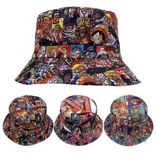 Bbyter หมวกบักเก็ตกันแดด พิมพ์ลายการ์ตูนอนิเมะ One Piece Fisherman Luffy