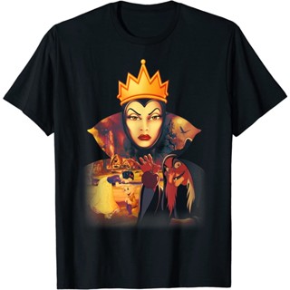 Disney Snow White Evil Queens Glare T-Shirt Casual fashion Korean round collar trend_01