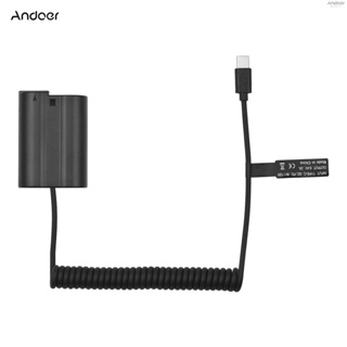 Andoer EN-EL15 Dummy Battery USB-C Coupler Adapter MH-25 Dummy Battery Coupler with USB Type-C Spring Power Cable Replacement for  Z7 Z6 D800 D850 D810 D7200 D7100 D7500