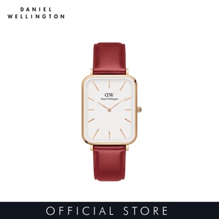 (ทักแชทรับโค้ด) Daniel Wellington นาฬิกาข้อมือ QUADRO PRESSED SUFFOLK RG White สีแดง