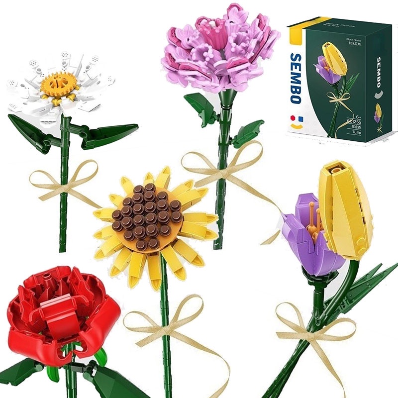 creative-lego-ดอกไม้-rose-sunflower-jasmine-carnation-eternal-bouquet-building-blocks-rose-girl-series-ของขวัญวันวาเลนไทน์ประกอบแทรกของเล่นสร้างสรรค์-cod