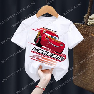 ใหม่ เสื้อยืดลําลอง แขนสั้น พิมพ์ลายการ์ตูนอนิเมะ Lightning McQueen แฟชั่นฤดูร้อน สไตล์ฮิปฮอป สําหรับเด็กผู้ชาย ผู้หญิง