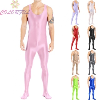 【COLORFUL】Bodysuit For Men Women Tights Bodystocking Bodysuits Glossy One-piece Sexy