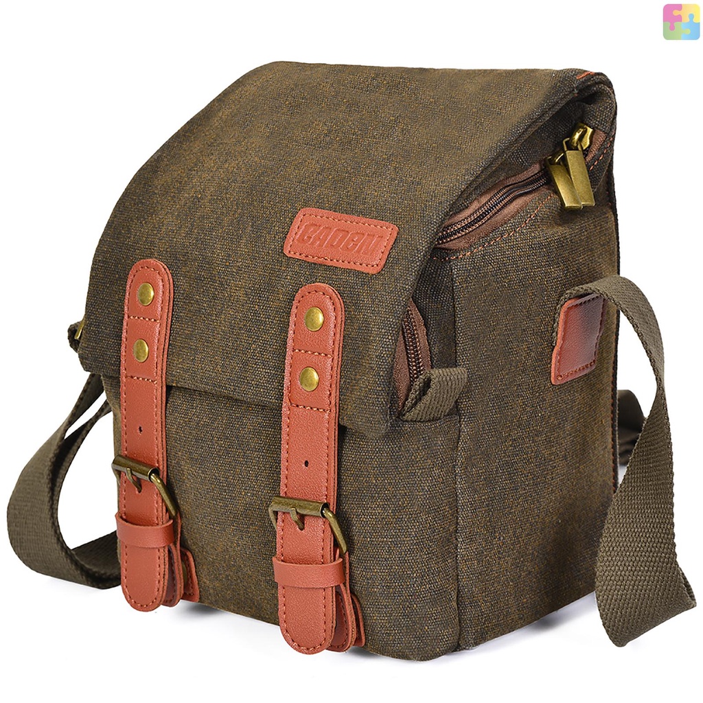 CADeN Canvas Shoulder Camera Bag Messenger Bag for 1 Camera 1 Lens Compatible with DSLR