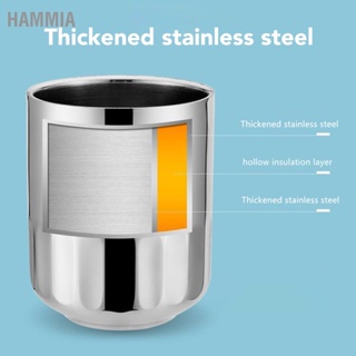 HAMMIA 4PCS ถ้วยกาแฟสแตนเลสฉนวนกันความร้อนผนังคู่ป้องกันการลวกถ้วยโค้ง 200ML