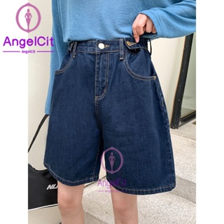 Angelcity ※ กางเกงยีนขาสั้น ขาห้าส่วน เอวสูง ทรงตรง ทรงหลวม ขนาดใหญ่ โอเวอร์ไซซ์ แฟชั่นฤดูร้อน สําหรับสตรี