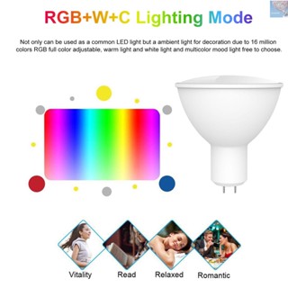 หลอดไฟอัจฉริยะ WiFi RGB+W+C LED 5W GU5.3 หรี่แสงได้ ควบคุมผ่านแอปโทรศัพท์ เข้าได้กับ Alexa Google Home Tmall Elf ควบคุมด้วยเสียง 1 แพ็ค