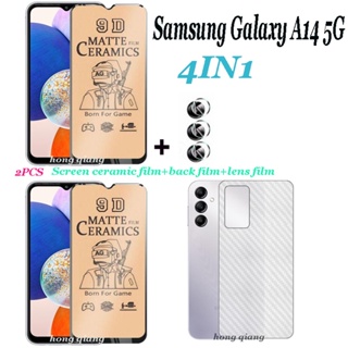 (4in1) ฟิล์มเซรามิคนิ่ม 2 หน้าจอ ฟิล์มเลนส์ 1 และฟิล์มด้านหลัง 1 สําหรับ Samsung Galaxy A14 5G A04E A23 A13 A54 5G A34 5G