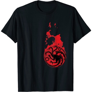 เสื้อยืดสีขาวเสื้อยืด พิมพ์ลาย Game of Thrones FIre Dragon Icon สําหรับผู้ชายS-4XL_04