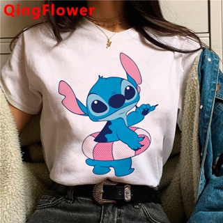 Kawaii Disney Cartoon Lilo Stitch summer top women graphic tees women streetwear couple clothes tshirt tumblr_03