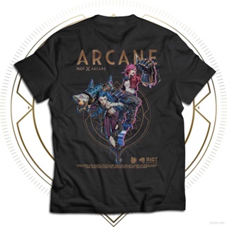 เสื้อยืดแขนสั้นพิมพ์ลาย Arcane Anime Jinx Vi League Of Legends ทรงหลวมขนาด S-4Xln_03