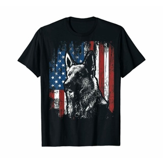 Patriotic German Shepherd American Flag Dog Gift Men T-Shirts Cotton Trend 2022 Tops Tee_02