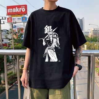 เสื้อยืดโอเวอร์ไซส์【เลือกบูติก】เสื้อยืดลําลอง ผ้าฝ้าย 100% แขนสั้น ทรงหลวม พิมพ์ลายการ์ตูนอนิเมะ Gintama Sakata Gin_07