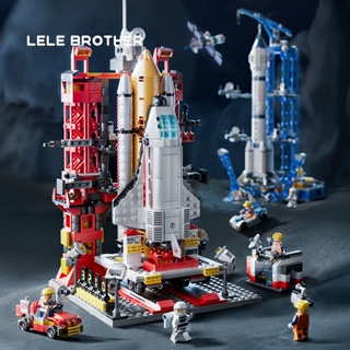☾✐▫ของเล่นปริศนา ใช้งานร่วมกับ Lego building Blocks ของเล่น Space Rocket ยานอวกาศ Launch Tower รุ่นเด็กประกอบอนุภาคขนาดเ