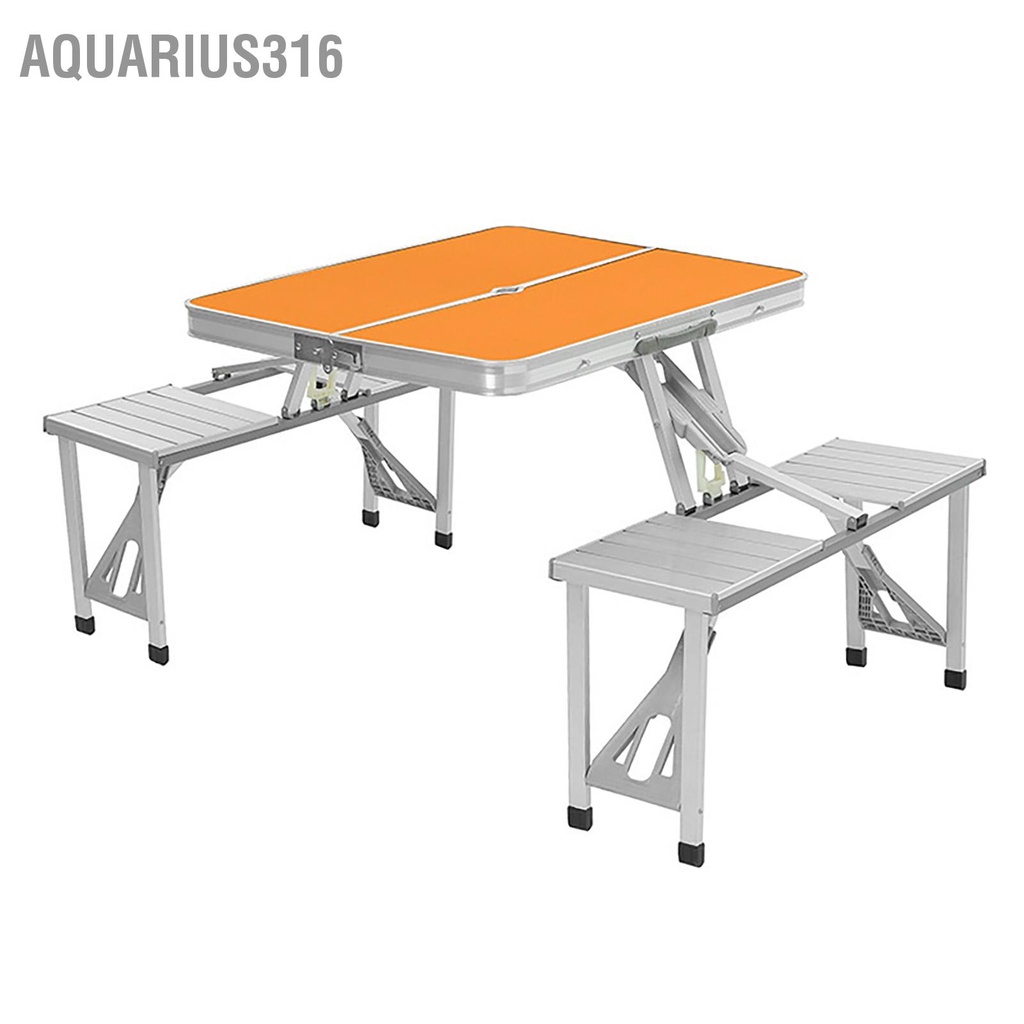 aquarius316-โต๊ะปิคนิคพับได้แบบพกพา-4-ที่นั่งอลูมิเนียมอัลลอยด์สำหรับชายหาดตั้งแคมป์กลางแจ้ง
