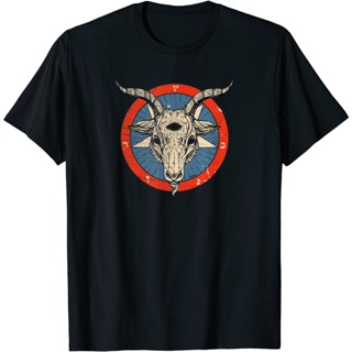 เสื้อยืดวินเทจเสื้อยืด พิมพ์ลาย Satan Occult Atheist Death Metal Antichrist Baphomet สีดํา สําหรับผู้ใหญ่S-4XL_04
