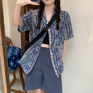เสื้อเชิ้ตแขนสั้น ทรงหลวม สไตล์วินเทจ ฮ่องกง เหมาะกับฤดูร้อน สําหรับผู้ชาย และผู้หญิง 2023