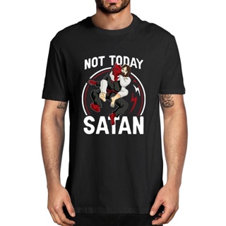 สไตล์ Jiu Jitsu Jesus Not Today Satan ตลก &amp;#39; เสื้อยืด แบบนิ่ม สไตล์ฮาราจูกุ สําหรับผู้ชาย QW246VB_04